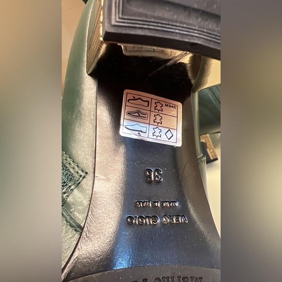 MARINO FABIANI MADE IN ITALY Green Heeled Knee-High Boots with Studded Detail - Picture 5 of 5